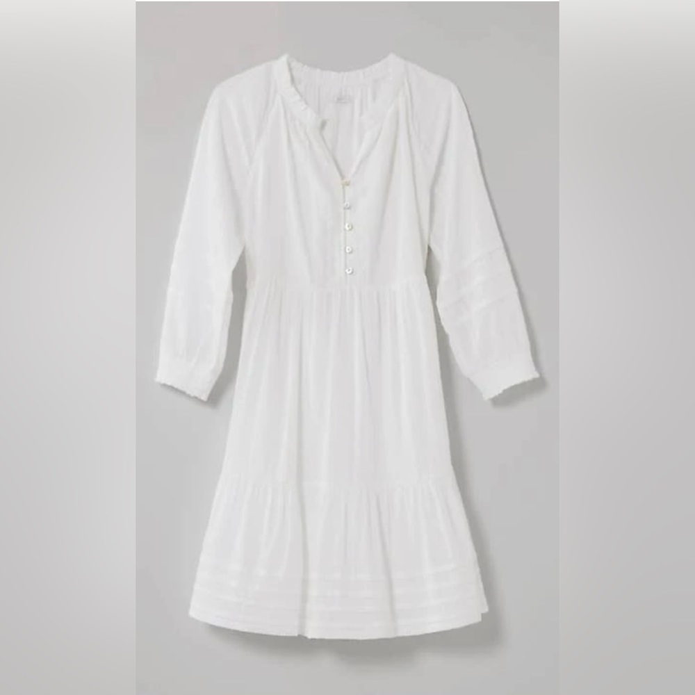 NWT J. Jill Tiered Button Front Dress Ruffle Details White Size XS - Picture 3 of 12